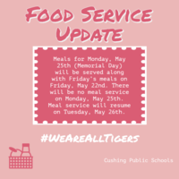 Memorial Day Meals Served Friday